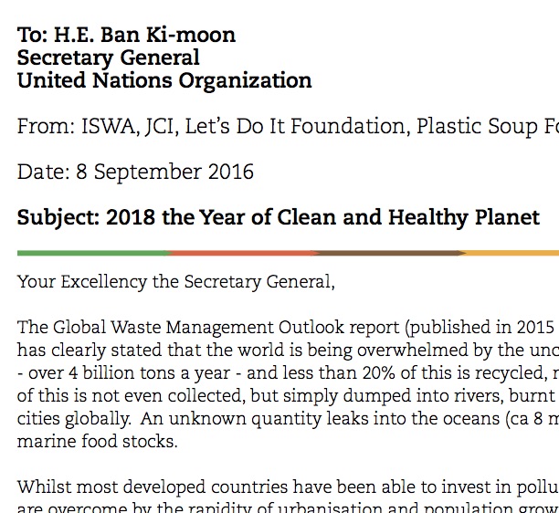 Letter To The Un Secretary General Trash Hero World