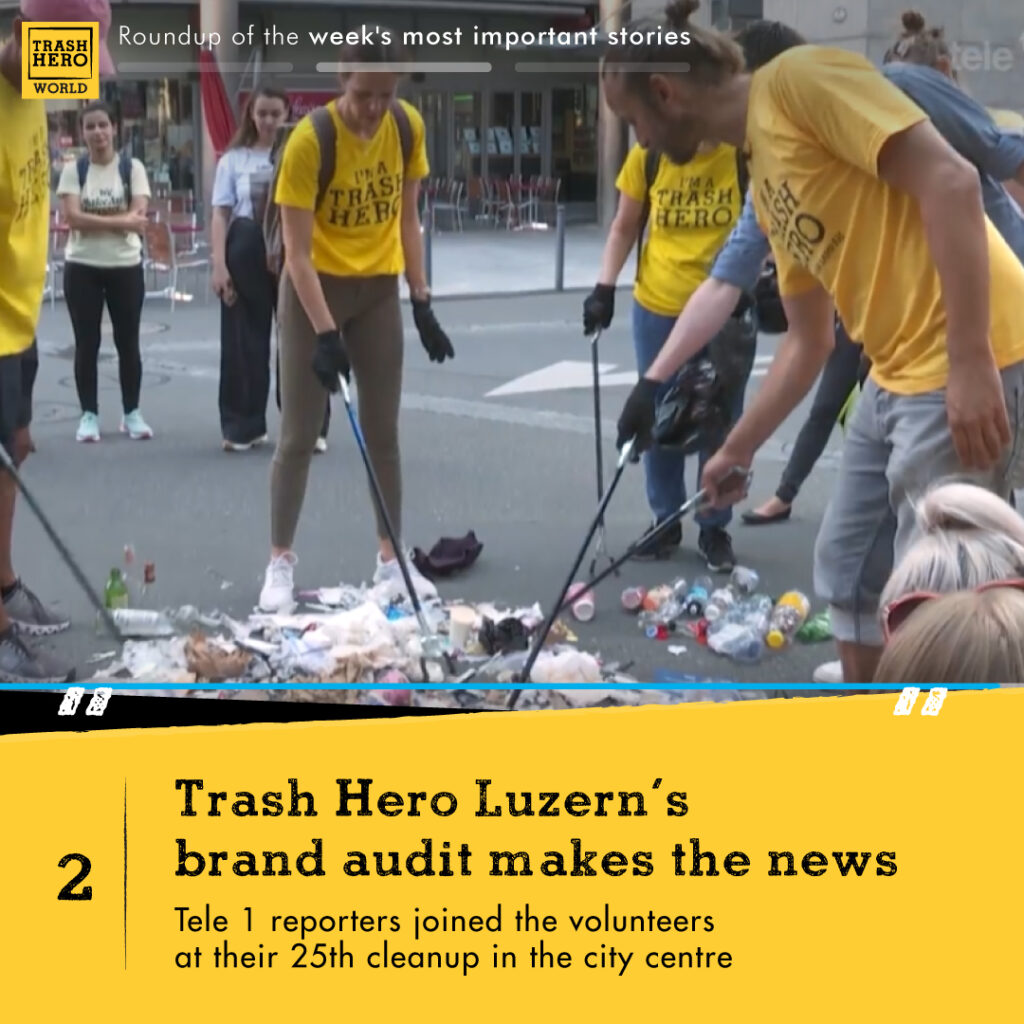 Trash Hero Luzern's brand audit makes the news. Tele 1 reporters joined the volunteers at their 25th cleanup in the city