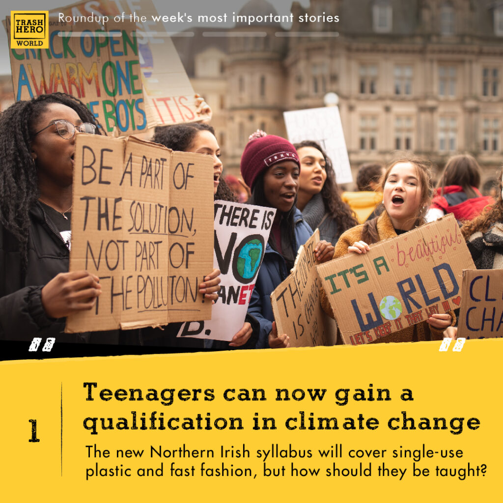 Teenagers on a climate change protest holding signs and shouting
Teenagers can now gain a qualification in climate change. 
The new Northern Irish syllabus will cover single-use plastic and fast fashion, but how should they be taught?